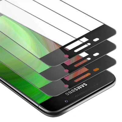 Afbeelding van Cadorabo 3x Screenprotector geschikt voor Samsung Galaxy A3 2016 Volledig scherm pantserfolie Beschermfolie in TRANSPARANT met ZWART Getemperd (Tempered) Display beschermend glas 9H hardheid 3D Touch