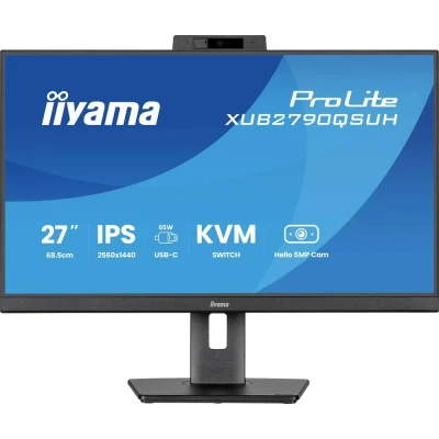 Afbeelding van Iiyama 27iWIDE LCD 2560 x 1440 QHD IPS panel LED Bl. Built in 5 MP Windows Hello Webcam &amp; Microphone Adaptive Sync USB Hub (2xOut v3.2 + 1xUSB C(7