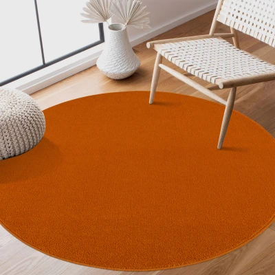 Afbeelding van Uni Effen Laagpolig Vloerkleed Modern Oranje 200 cm rond