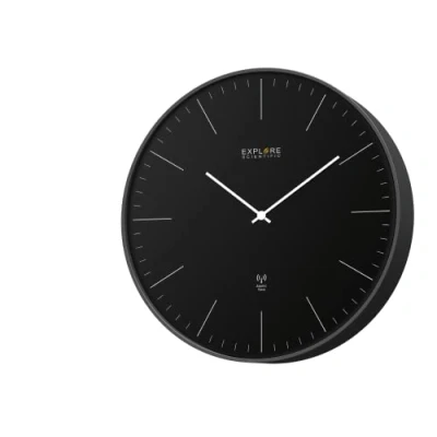 Afbeelding van Explore Scientific RAC1004 Wandklok, diameter 25 cm, radiogestuurd, nauwkeurig uurwerk, geen instelling nodig, modern design, zonder nummers, kunststof, zwart