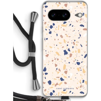 Afbeelding van Case Company® hoesje met Koord geschikt voor Google Pixel 8 Terrazzo N23 Telefoonhoesje Zwart Bescherming aan alle Kanten en Over de Schermrand