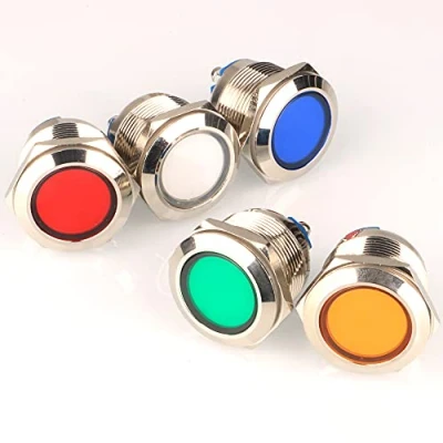 Afbeelding van GUUZI 5 stuks 12 V 24 22 mm led metalen indicator lamp waterdicht signaal rood groen met draad