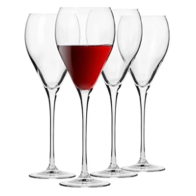 Afbeelding van Krosno Perla Rode wijnglazen, 4 x 480 ml, delig, huwelijkscadeau, vaatwasmachinebestendig, kristalglas, loodvrij glas, krasbestendig, cadeau idee