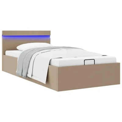 Afbeelding van vidaXL Bedframe met opslag en LED kunstleer cappuccino 100x200 cm