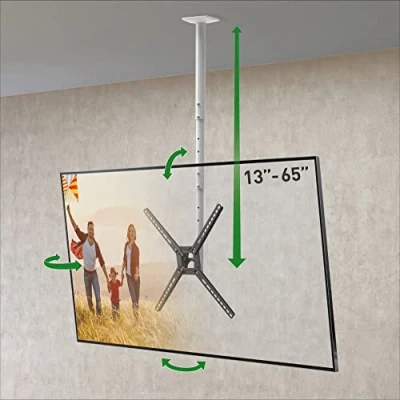 Afbeelding van Barkan Plafondbeugel voor witte tv 97 cm lang, kantelbaar van 13 tot 65 inch, belastbaar 400 kg, VESA x
