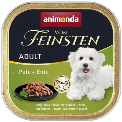 Afbeelding van voordeelverpakking 44x150g met kalkoen &amp; eend in saus animonda vom Feinsten Adult nat hondenvoer