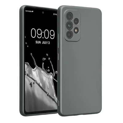 Afbeelding van kwmobile Hoesje compatibel met Samsung Galaxy A53 5G hoes Zachte TPU telefoonhoes metallic grijs