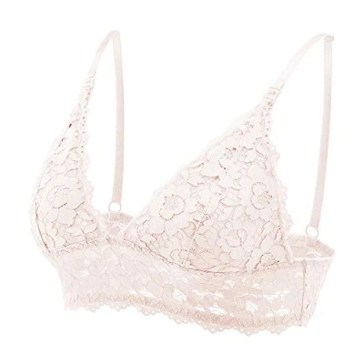 Afbeelding van MOMANDA Gewatteerde borstvoedingsbeha voor dames, kant zonder beugel, Roze Wit