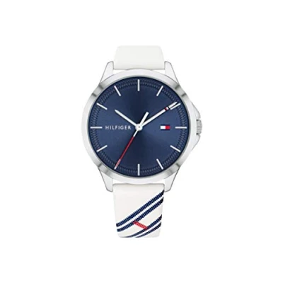 Afbeelding van Tommy Hilfiger Analoog kwartshorloge voor dames met witte leren band 1782089, Wit., Riem