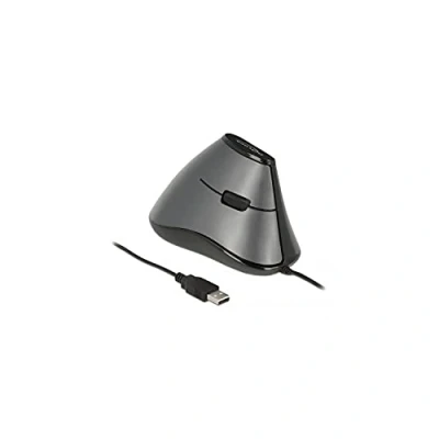 Afbeelding van DeLOCK ergonomische bedrade USB muis met 5 knoppen 1200 DPI / zwart/grijs 1,6 meter