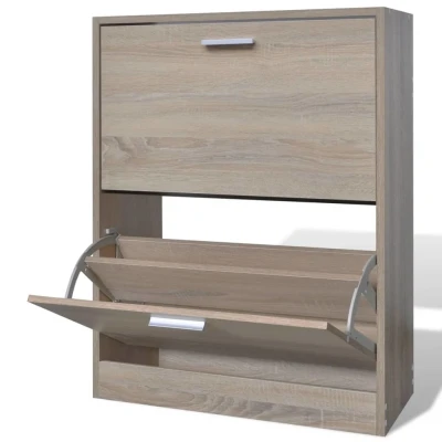 Afbeelding van Schoenenkast met 2 vakken eiken look hout