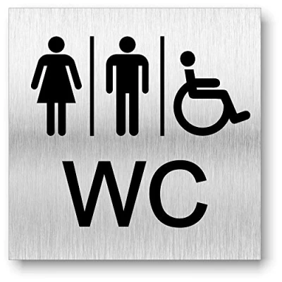 Afbeelding van WC deurplaat voor dames en heren, UV print, 12 x cm, 3 mm, aluminium composiet, Made in Germany, artikelnummer: 2120