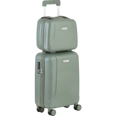 Afbeelding van CarryOn Skyhopper Handbagage en Beautycase 55cm TSA Trolley Make up koffer Olijf