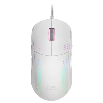 Afbeelding van MARSGAMING MMPROW Wit, muis met beide handen, ultralicht, RGB Chroma, optisch 32K DPI