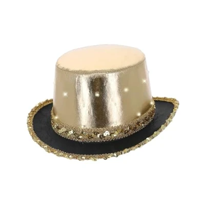 Afbeelding van Smiffys LED Light Up Metallic Top Hat Kostuum Hoed Goudkleurig