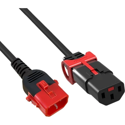 Afbeelding van C13 (met IEC Lock) C14 stroomkabel voor UPS/PDU 3x 1.00mm / zwart 0,50 meter
