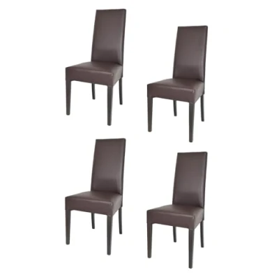 Afbeelding van Tommychairs Luisa Eetkamerstoelen Set van 4 Bruin &amp; Moka Kunstleer Hout