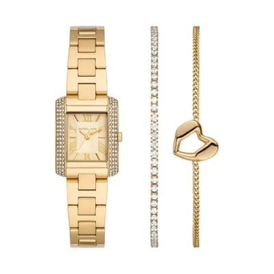 Afbeelding van Michael Kors dames Emery horloge en armbanden set van 3 MK7510SET in de kleur Goud