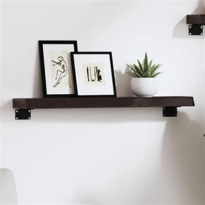 Afbeelding van Wandschap 60x10x4 cm behandeld massief eikenhout donkergrijs