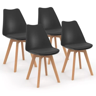 Afbeelding van Lot de 4 chaises scandinaves SARA noires pour salle à manger