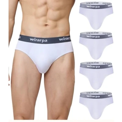 Afbeelding van wirarpa Set van 4 herenslips zacht modal met brede taille zonder gulp, Wit., XL