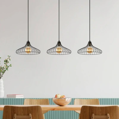 Afbeelding van Hanglamp Depay 11260 3 lamps lineair zwart antiek