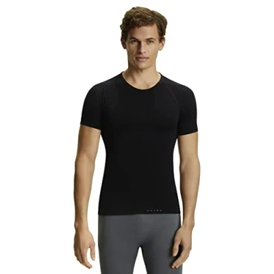 Afbeelding van FALKE Warm Tight Fit Slim Basislaag Top Met Korte Mouwen Sneldrogende Thermo Ademend Ondergoed Zwart Heren Underwear T shirt Maat S