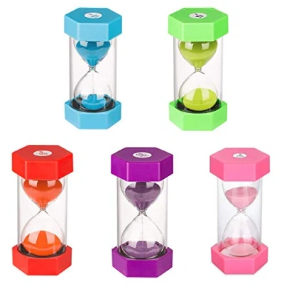 Afbeelding van Kleur kinderen leren klok zandloper set decoratieve glazen timer 1, 3, 5, 10, 30 minuten (5 stuks)