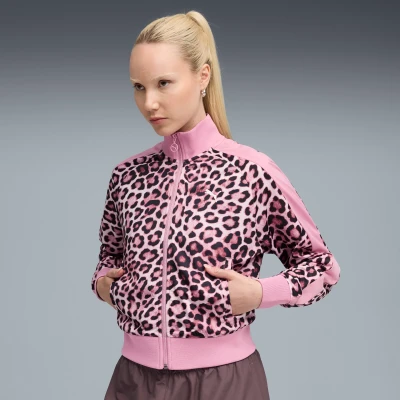 Afbeelding van T7 LEO LUXE all over print kort trainingsjack voor Dames, Roze, Maat M PUMA
