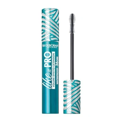Afbeelding van Deborah Milano Mascara Like a Pro Waterproof, geeft extra volume en oneindige lengte aan de wimpers, die worden gedefinieerd vermenigvuldigd, verlengingseffect tot 36 uur, 12 ml