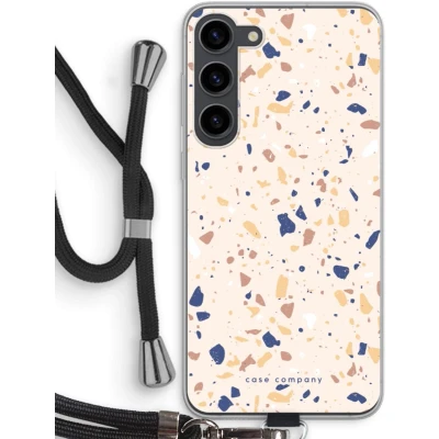 Afbeelding van Case Company® hoesje met Koord geschikt voor Samsung Galaxy S23 Plus Terrazzo N23 Telefoonhoesje Zwart Bescherming aan alle Kanten en Over de Schermrand