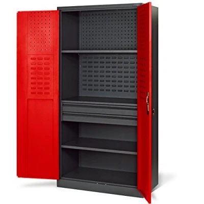 Afbeelding van Jan Nowak TC02AM Gereedschapskast met laden, vleugeldeuren, metalen kast, 3 planken, poedercoating, 185 cm x 92 50 cm, rood