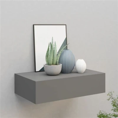 Afbeelding van Wandschap met lade 40x23,5x10 cm MDF grijs