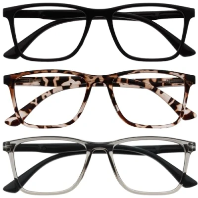 Image de OPULIZE NYX Lunettes lumière bleue pour femme et homme de lecture Anti éblouissement d&#039;ordinateur Pack 3 Protection UV Rectangulaire Noir Marron Gris + 2.50
