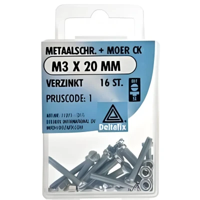 Afbeelding van M.schroef moer ck m3x20mm 16st Deltafix
