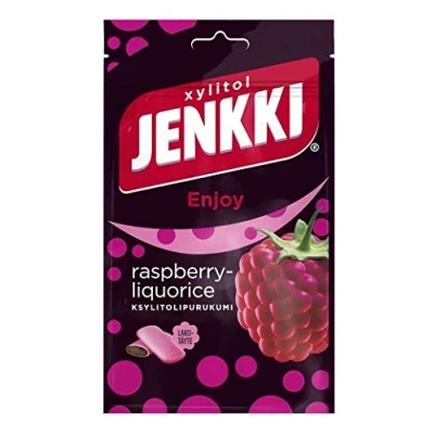 Afbeelding van Cloetta Jenkki Xylitol Raspberry Kauwgom, 1 verpakking van 100 g