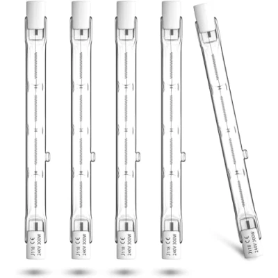 Afbeelding van Bonlux Halogeenlamp R7s 118 mm, 300 W, dimbaar, halogeenlamp, potlood, warmwit, dimmer, 2800 K, buis voor projector, staande lamp, halogeen, 5900 lm, AC220 240 V (5 stuks)