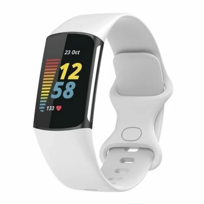 Afbeelding van FitBit Charge 5 &amp; 6 Sportbandje met dubbele lus Wit Maat: L