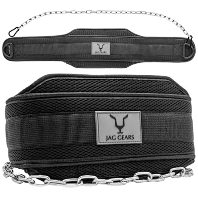 Afbeelding van JAG Dip Belt for Gym Weight 36 Inch Lifting Heavy Duty Steel Chain Pull Ups, Training, Powerlifting and Bodybuilding Workout Dipping with Neoprene Backrest