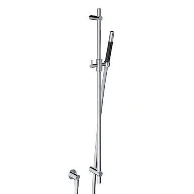 Afbeelding van HotBath Cobber glijstang 90cm met wandaansluitbocht 150cm doucheslang en staafhanddouche verouderd ijzer