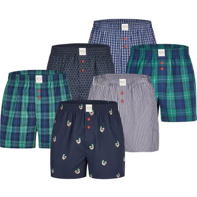 Afbeelding van Phil &amp; Co Wijde Boxershorts Heren Geweven Katoen Multipack 6 Pack D405 Maat L