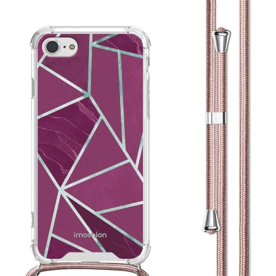 Afbeelding van iMoshion Hoesje Geschikt voor iPhone SE (2022) / (2020) 8 7 met Koord Design Meerkleurig Bordeaux Graphic