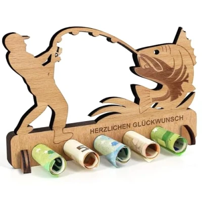 Afbeelding van houten verjaardagscadeau voor vissers, cadeau idee vissen, cadeau, decoratie vrienden, familie, vrouwen en mannen (vissers)