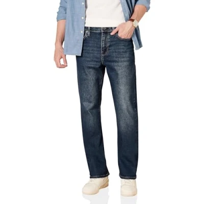Image de Amazon Essentials Jean pour homme, coupe droite, délavé foncé, 101,6 x 71,1 cm (l L)