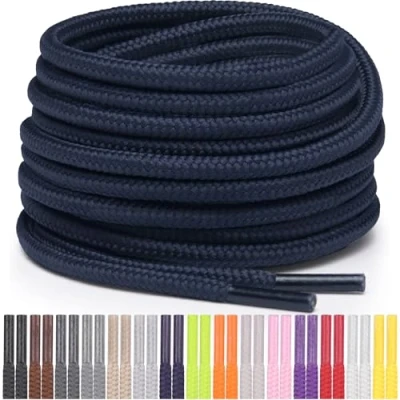 Afbeelding van Miscly Ronde veters voor schoenen, sneakers en laarzen, verkrijgbaar in verschillende lengtes kleuren, Navy Blauw