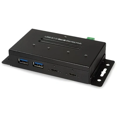 Afbeelding van Manhattan USB C 3.1 HUB Combo Gen 2 (USB C, 4 Havens), Docking station + hub, Zwart