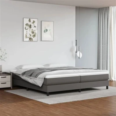 Image de vidaXL Sommier à lattes de lit avec matelas Gris 200x200 cm Similicuir