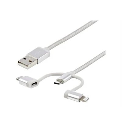 Image de StarTech.com Câble USB multi connecteur de 1 m Lightning C Micro (LTCUB1MGR) (M) pour type B 24 pin argent