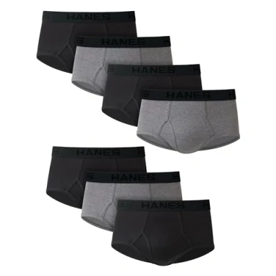 Afbeelding van Hanes 7764l7 Ultimate Full Cut voorgekrompen slips, 7 stuks, de kleuren kunnen variëren voor heren (7 stuks), Zwart/Grijs, L, L