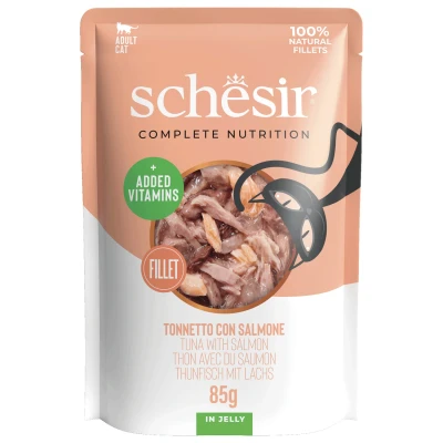 Afbeelding van Schesir Cat Maaltijdzakjes Adult In Gelei 85 g Kattenvoer Tonijn&amp;Zalm